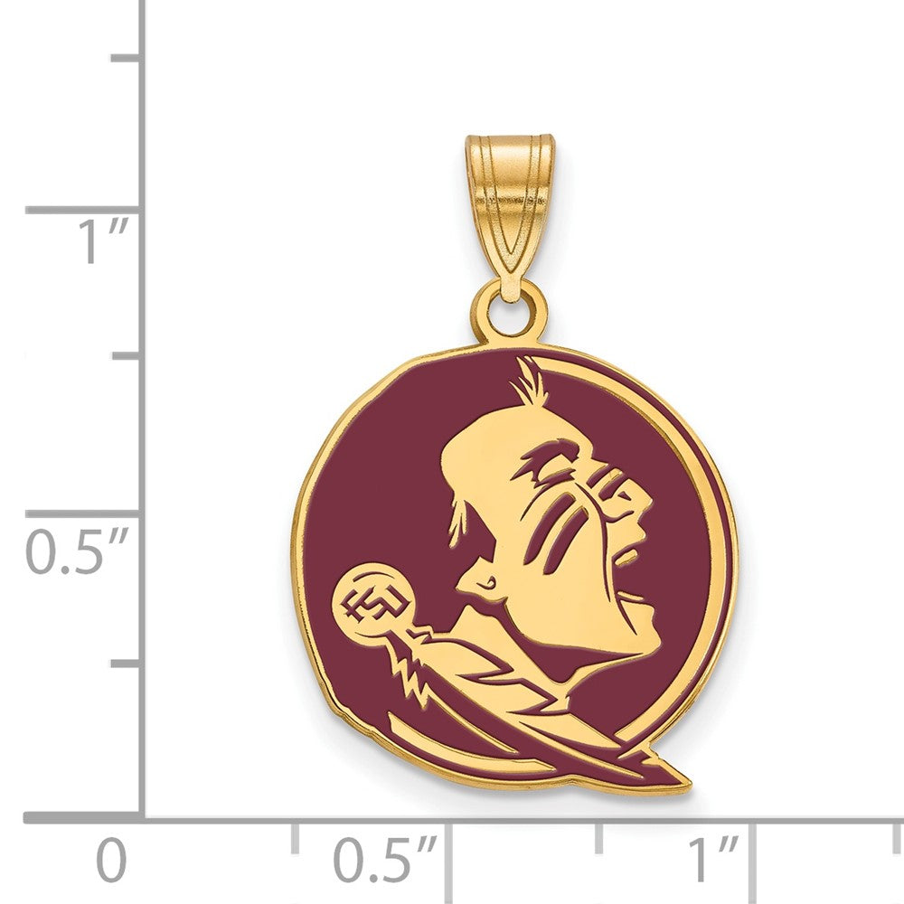 Gold Plated Sterling Silver Logoart Florida State University Seminole Large Enameled Pendant