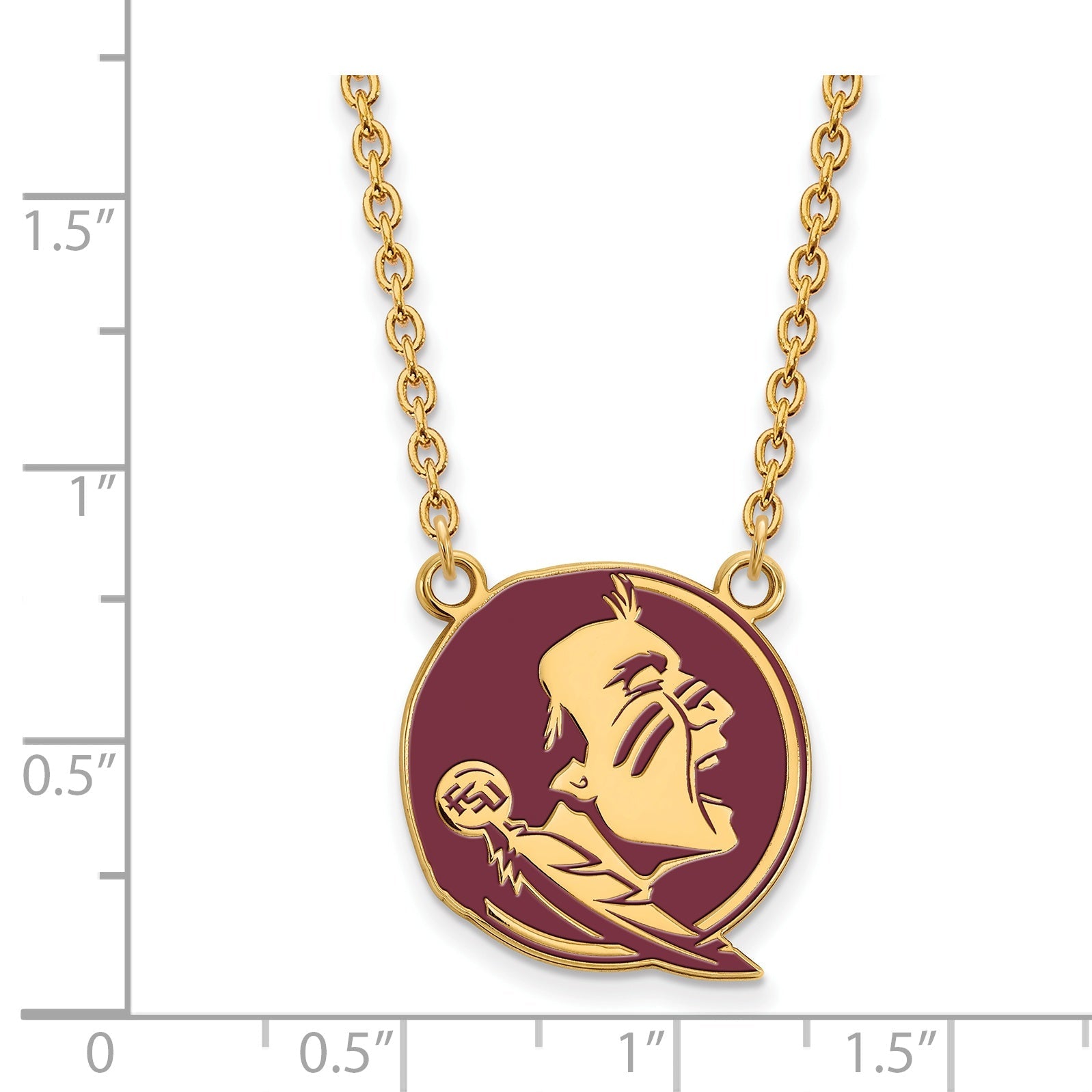 Gold Plated Sterling Silver Logoart Florida State University Seminole Large Enameled Pendant 18 Inch Necklace