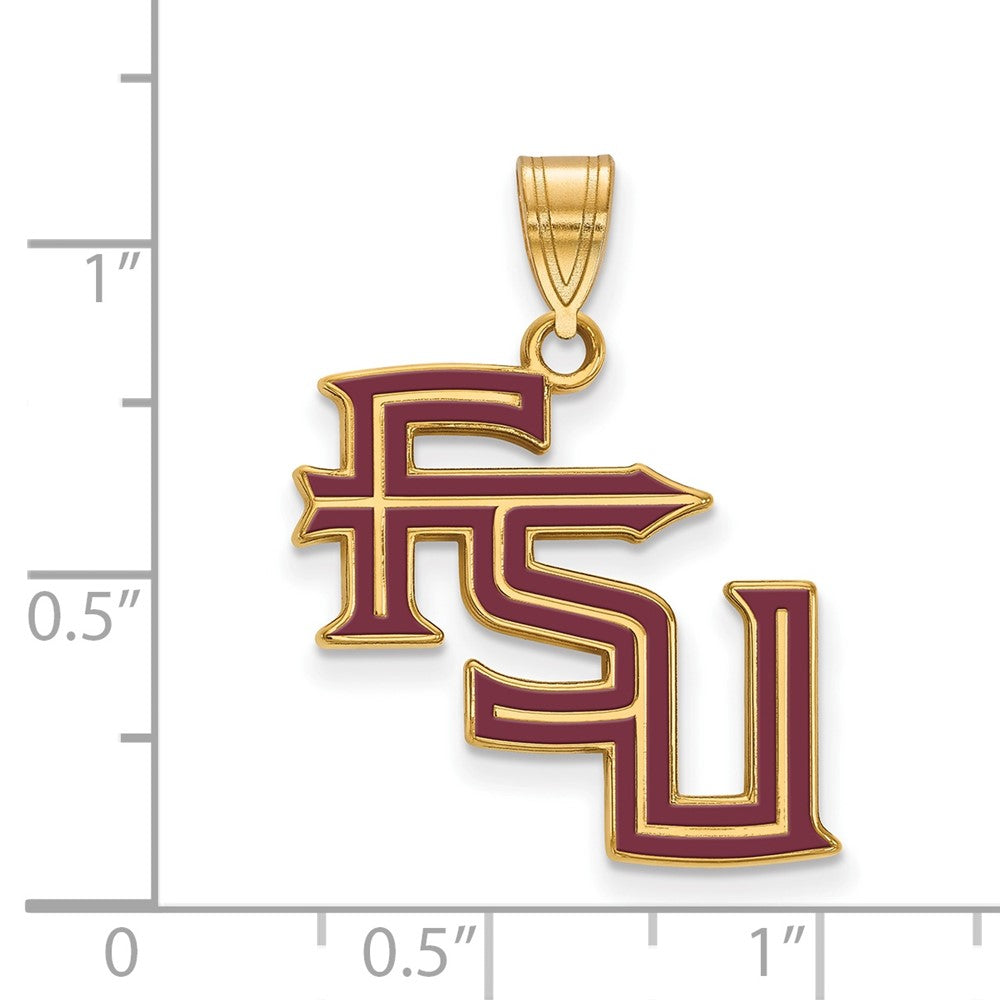 Gold Plated Sterling Silver Logoart Florida State University F S U Large Enameled Pendant