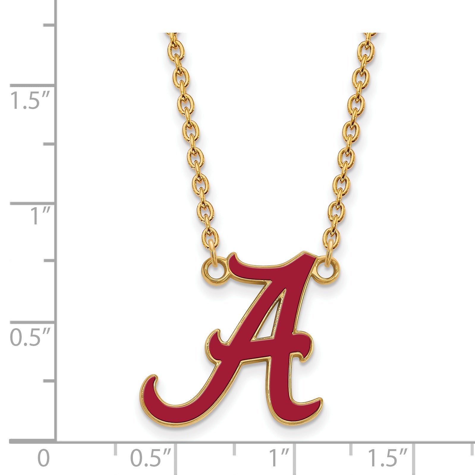 Gold Plated Sterling Silver Logoart University Of Alabama Letter A Large Enameled Pendant 18 Inch Necklace