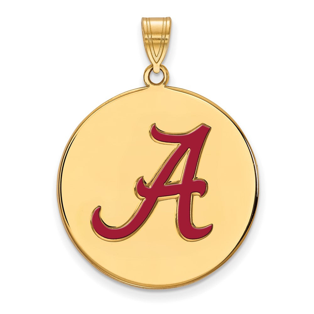 Gold Plated Sterling Silver Logoart University Of Alabama Letter A Extra Large Enameled Disc Pendant