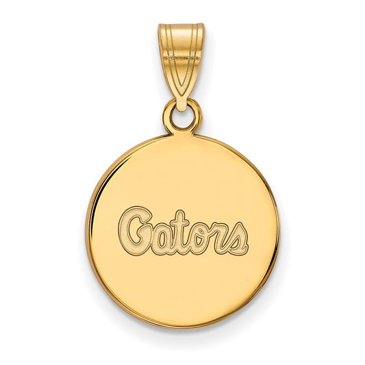 10K Yellow Gold Logoart University Of Florida Gators Script Medium Disc Pendant
