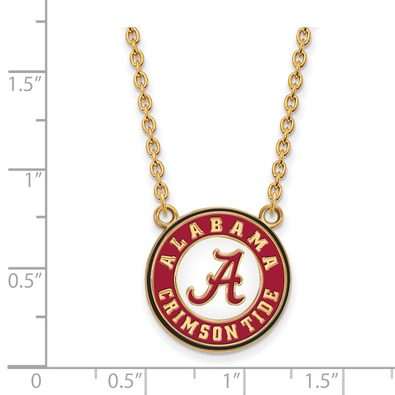 Gold Plated Sterling Silver Logoart University Of Alabama Crimson Tide Large Enameled Pendant 18 Inch Necklace