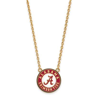 Gold Plated Sterling Silver Logoart University Of Alabama Crimson Tide Large Enameled Pendant 18 Inch Necklace