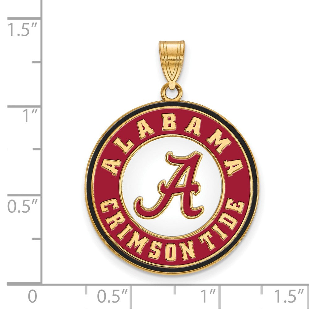 Gold Plated Sterling Silver Logoart University Of Alabama Crimson Tide Extra Large Enameled Disc Pendant