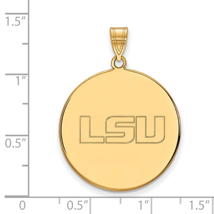 Gold Plated Sterling Silver Logoart Louisiana State University L S U Extra Large Disc Pendant