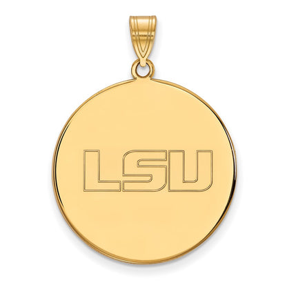 14K Yellow Gold Logoart Louisiana State University L S U Extra Large Disc Pendant
