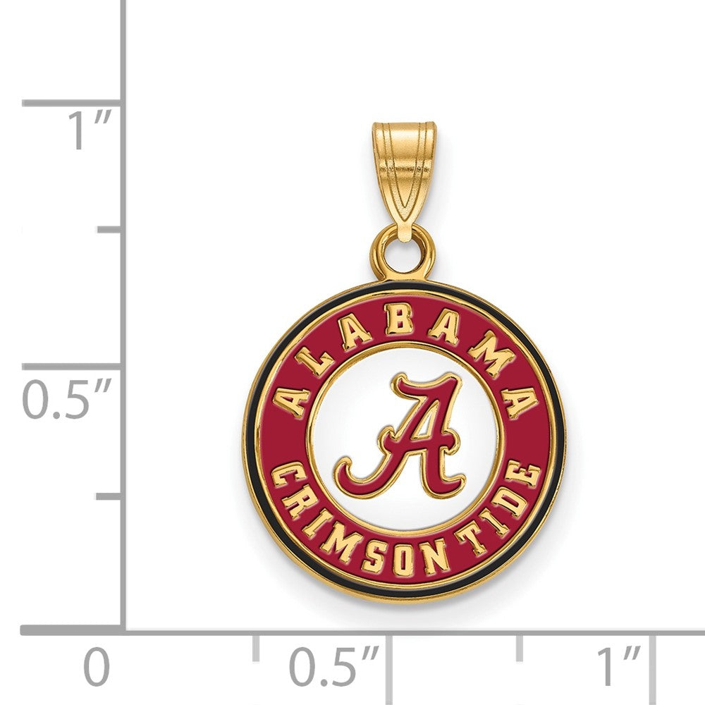Gold Plated Sterling Silver Logoart University Of Alabama Crimson Tide Medium Enameled Disc Pendant
