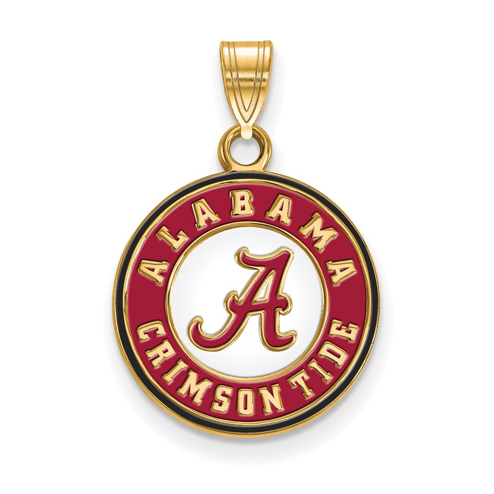 Gold Plated Sterling Silver Logoart University Of Alabama Crimson Tide Medium Enameled Disc Pendant