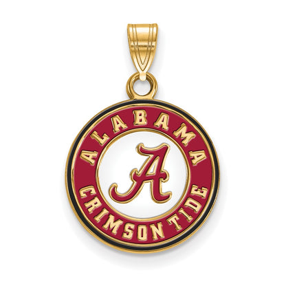 Gold Plated Sterling Silver Logoart University Of Alabama Crimson Tide Medium Enameled Disc Pendant