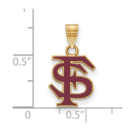 Gold Plated Sterling Silver Logoart Florida State University F S Medium Enameled Pendant