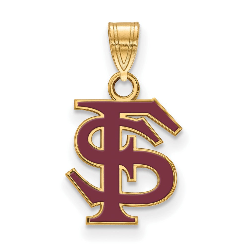 Gold Plated Sterling Silver Logoart Florida State University F S Medium Enameled Pendant