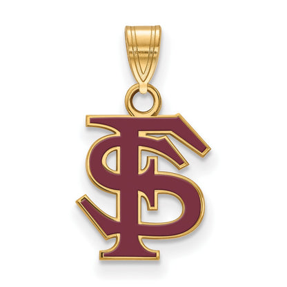 Gold Plated Sterling Silver Logoart Florida State University F S Medium Enameled Pendant