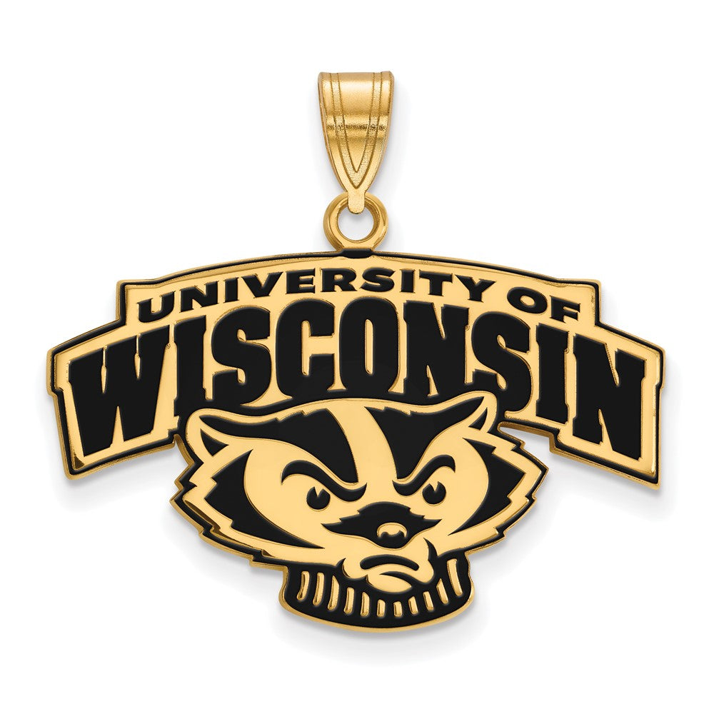 Gold Plated Sterling Silver Logoart University Of Wisconsin Large Enameled Pendant