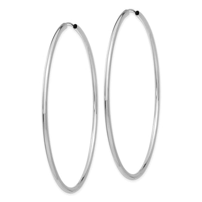 14K White Gold 2mm Polished Endless Hoop Earrings