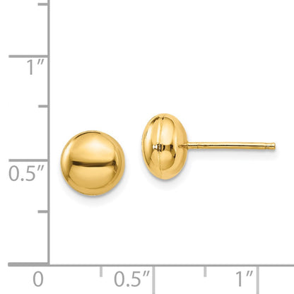 14K Yellow Gold Polished 8mm Button Post Earrings