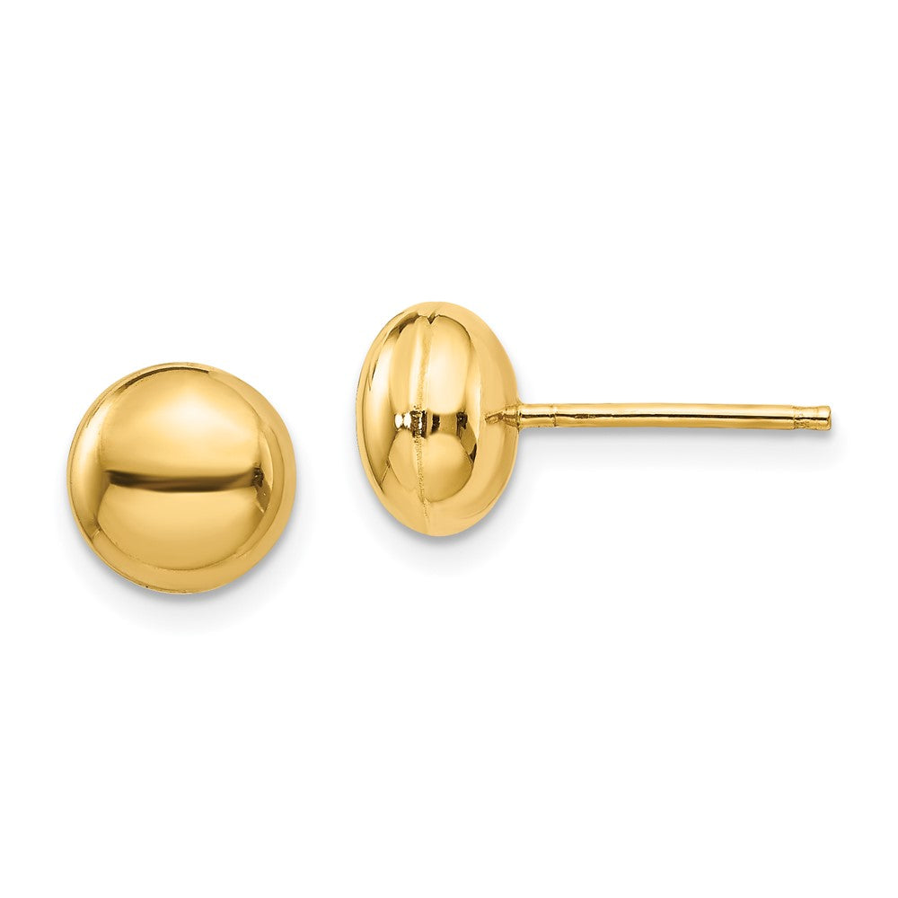 14K Yellow Gold Polished 8mm Button Post Earrings