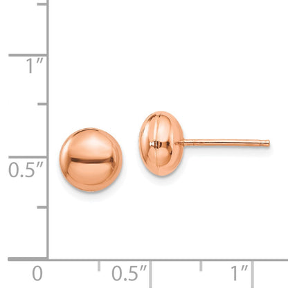 14K Rose Gold Polished 8mm Button Post Earrings