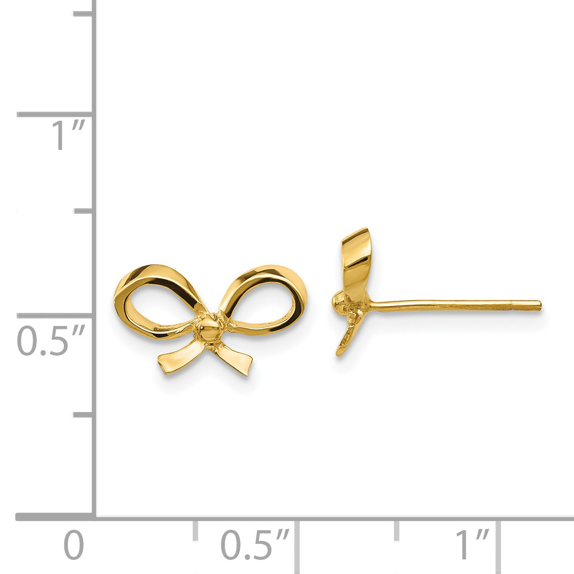 14K Yellow Gold Bow Post Earrings