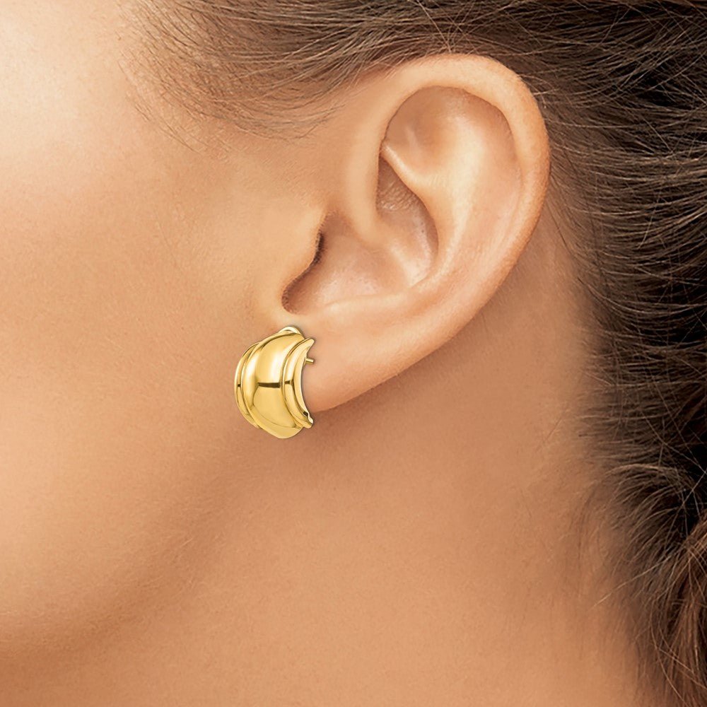 14K Yellow Gold Polished Fancy Omega Back Post Earrings