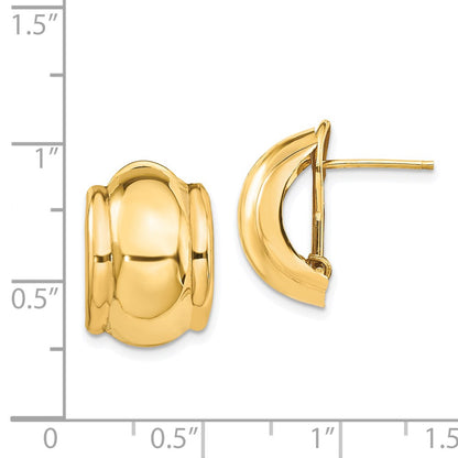 14K Yellow Gold Polished Fancy Omega Back Post Earrings