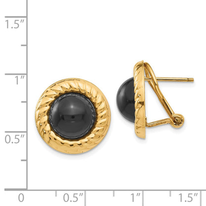 14K Yellow Gold Onyx Fancy Earrings
