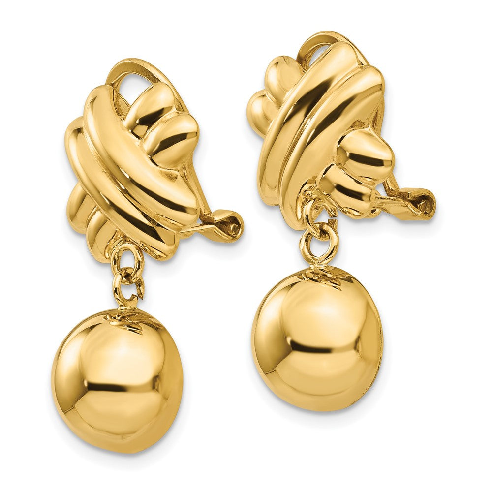 14K Yellow Gold Non Pierced Fancy Ball Earrings