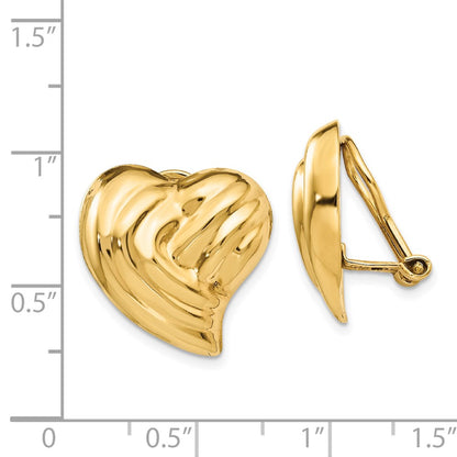 14K Yellow Gold Non Pierced Heart Earrings
