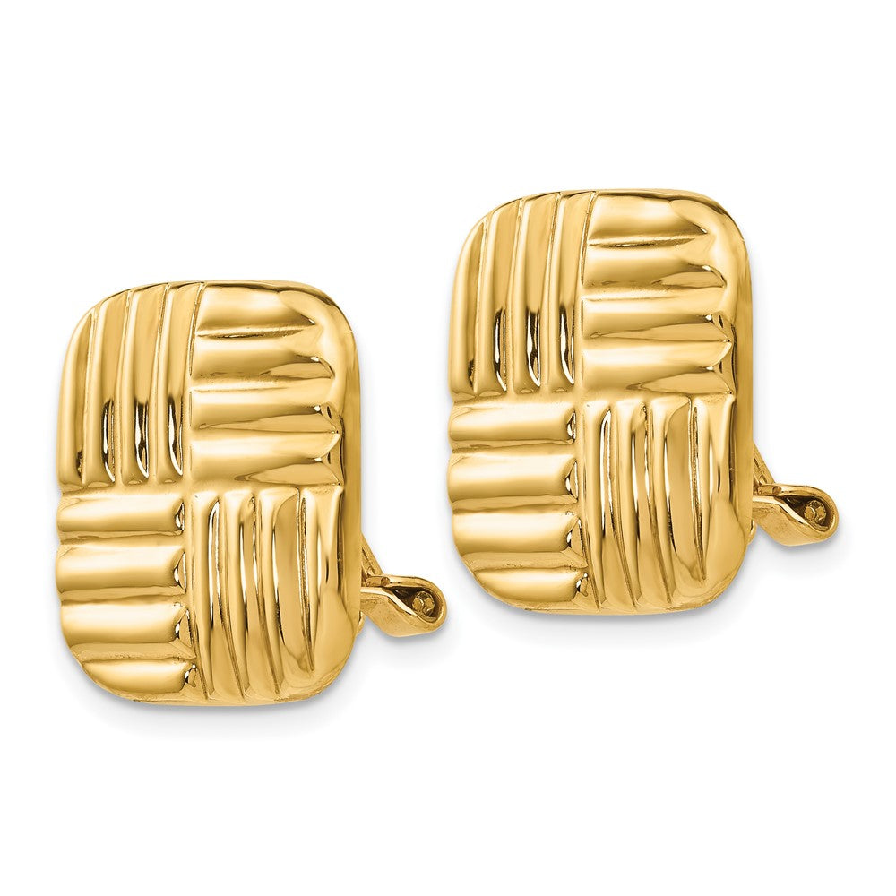 14K Yellow Gold Non Pierced Basket Weave Earrings