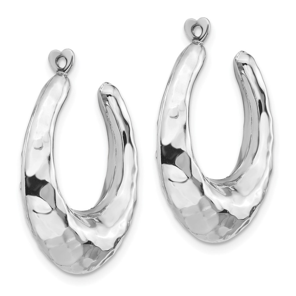 14K White Gold Hammered Hoop Earring Jackets