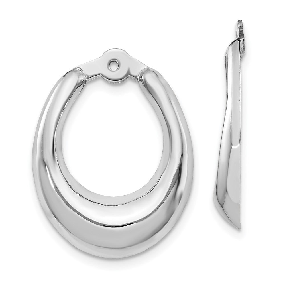 14K White Gold Polished Hoop Earring Jackets