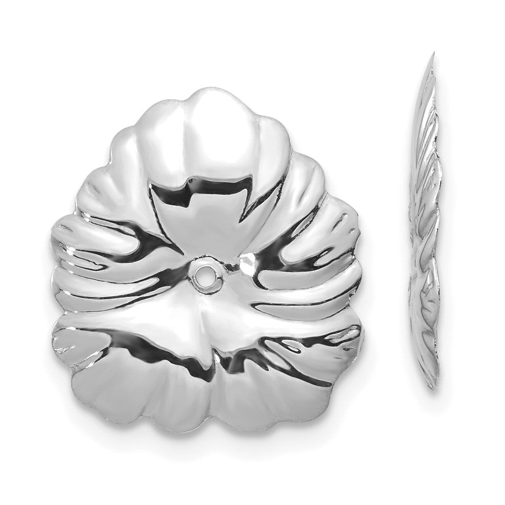 14K White Gold Floral Earring Jackets