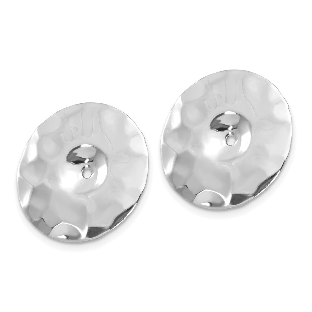 14K White Gold Polished Hammered Disc Earring Jackets