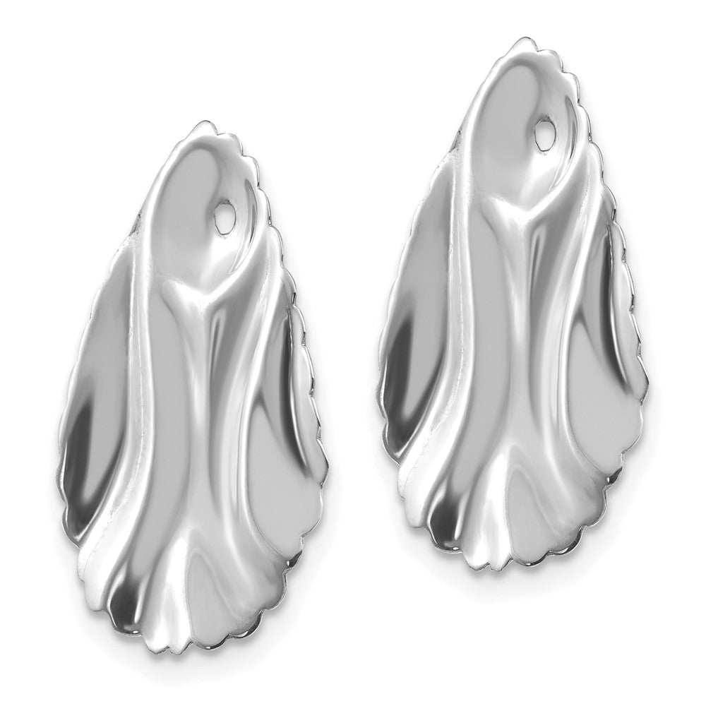 14K White Gold Polished Hammered Oval Earring Jackets