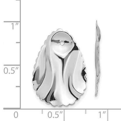 14K White Gold Polished Hammered Oval Earring Jackets