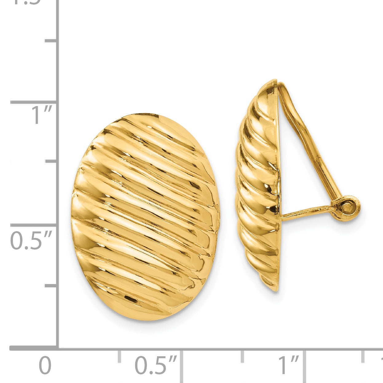 14K Yellow Gold Polished Button Non Pierced Omega Back Earrings