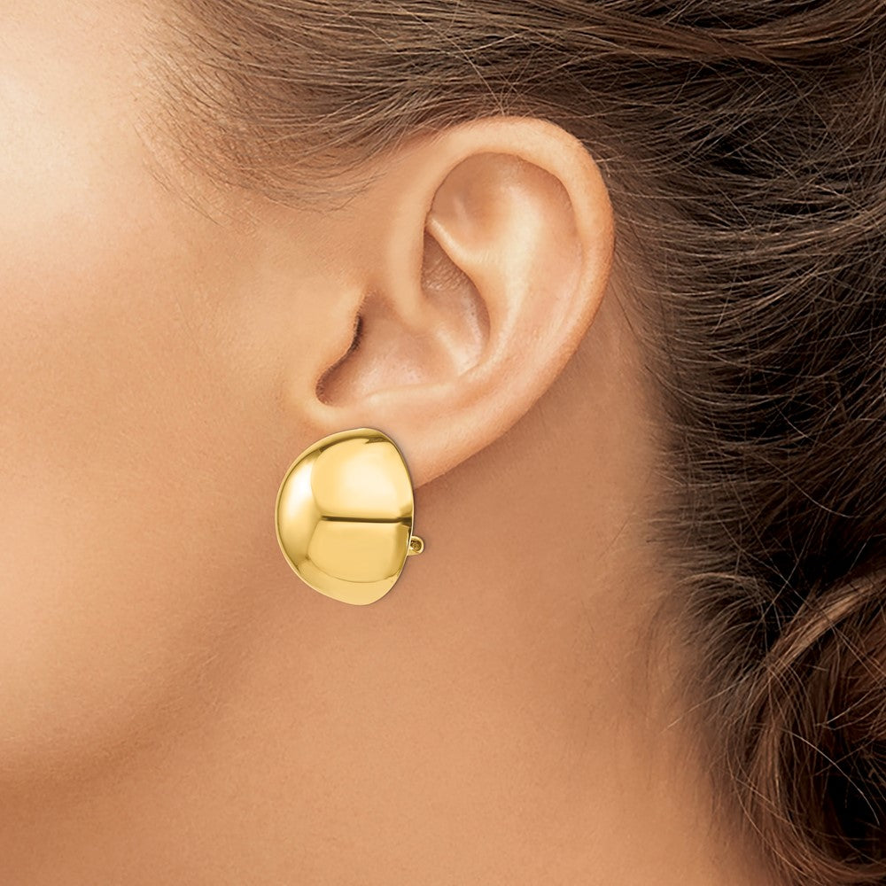 14K Yellow Gold Omega Clip 24mm Half Ball Non Pierced Earrings