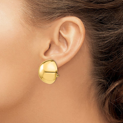 14K Yellow Gold Omega Clip 24mm Half Ball Non Pierced Earrings
