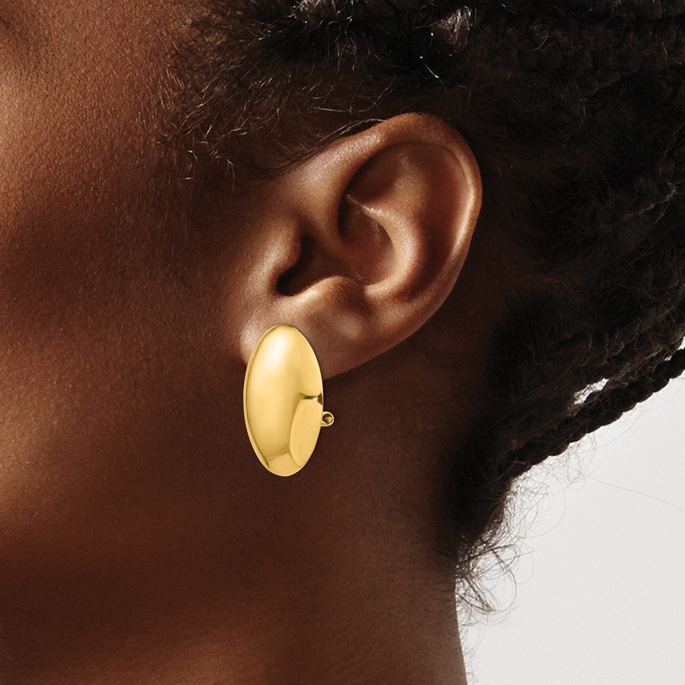 14K Yellow Gold Omega Clip Polished Non Pierced Earrings