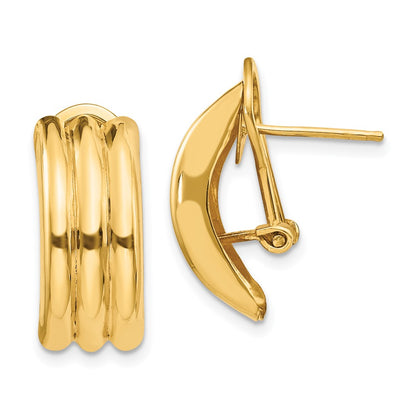 14K Yellow Gold Omega Post Earrings