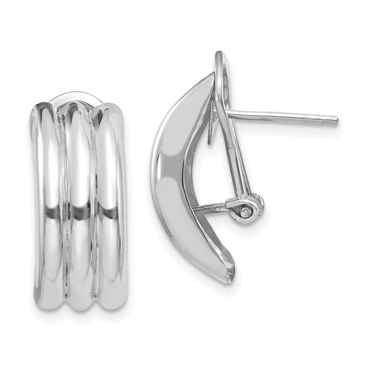 14K White Gold Omega Post Earrings