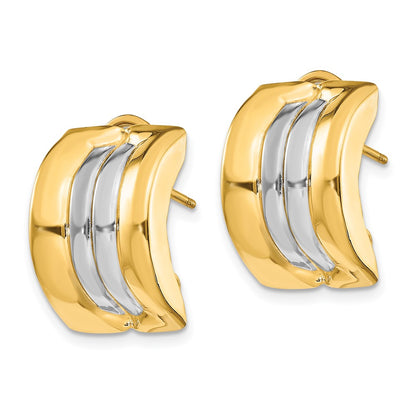 14K Yellow & Rhodium Omega Post Earrings