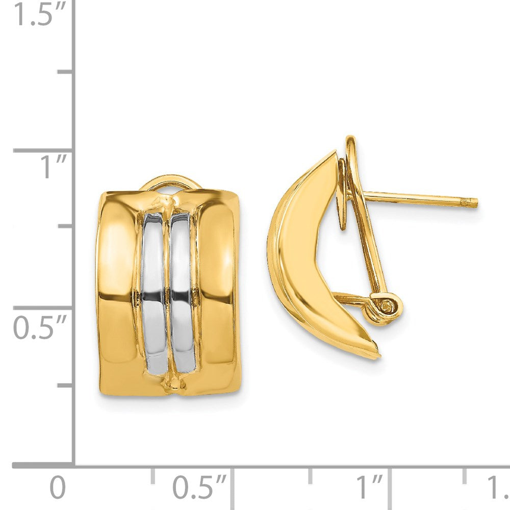 14K Yellow & Rhodium Omega Post Earrings