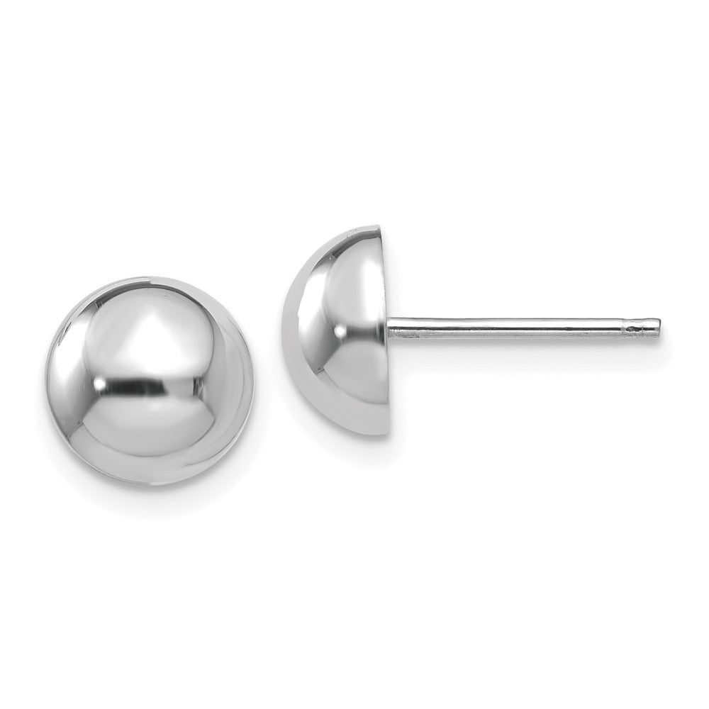 14K White Gold 8mm Half Ball Post Earrings