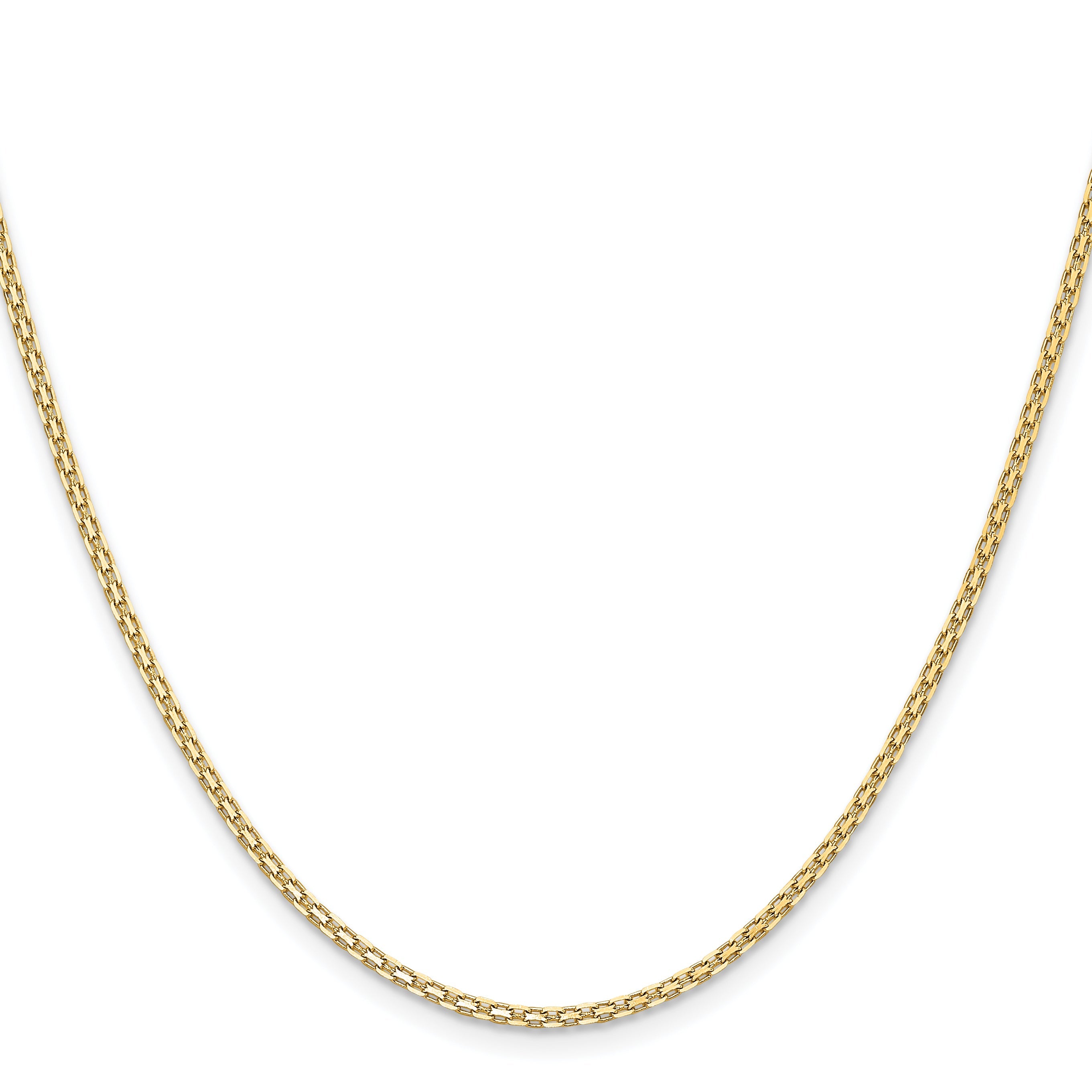 14K Yellow Gold 20 Inch 1.8mm Lightweight Flat Bismark With Lobster Clasp Chain Necklace