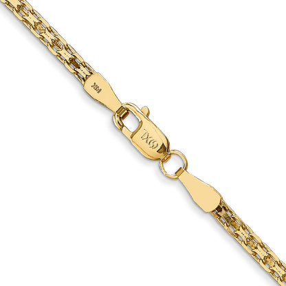 14K Yellow Gold 18 Inch 1.8mm Lightweight Flat Bismark With Lobster Clasp Chain Necklace
