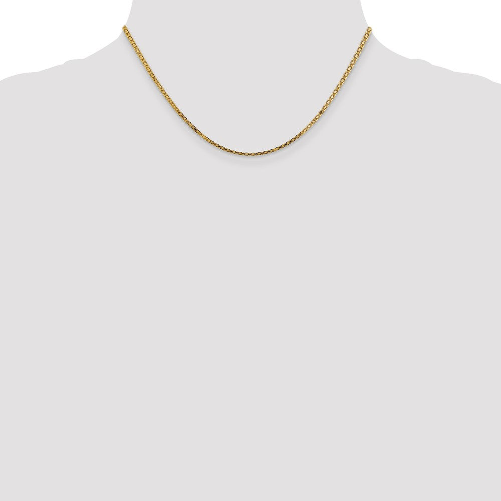 14K Yellow Gold 16 Inch 1.8mm Lightweight Flat Bismark With Lobster Clasp Chain Necklace