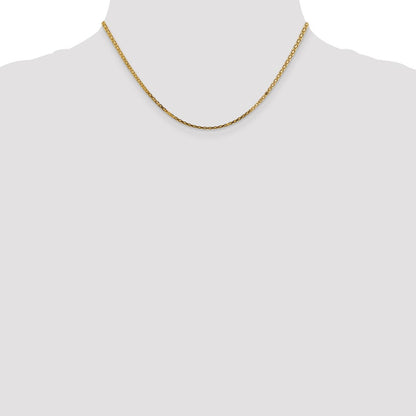 14K Yellow Gold 16 Inch 1.8mm Lightweight Flat Bismark With Lobster Clasp Chain Necklace