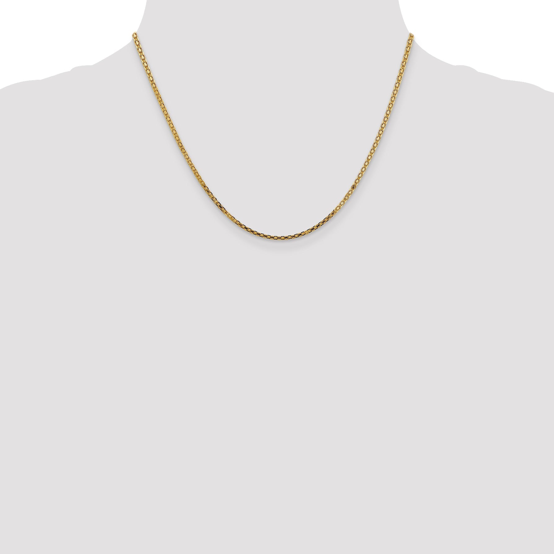 14K Yellow Gold 18 Inch 1.8mm Lightweight Flat Bismark With Lobster Clasp Chain Necklace
