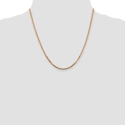 14K Yellow Gold 20 Inch 1.8mm Lightweight Flat Bismark With Lobster Clasp Chain Necklace